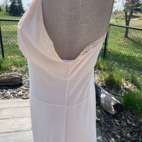 Vintage Babydoll Midi Slip Dress Satin Lace Trim Boho Lingerie - Picture 14 of 16